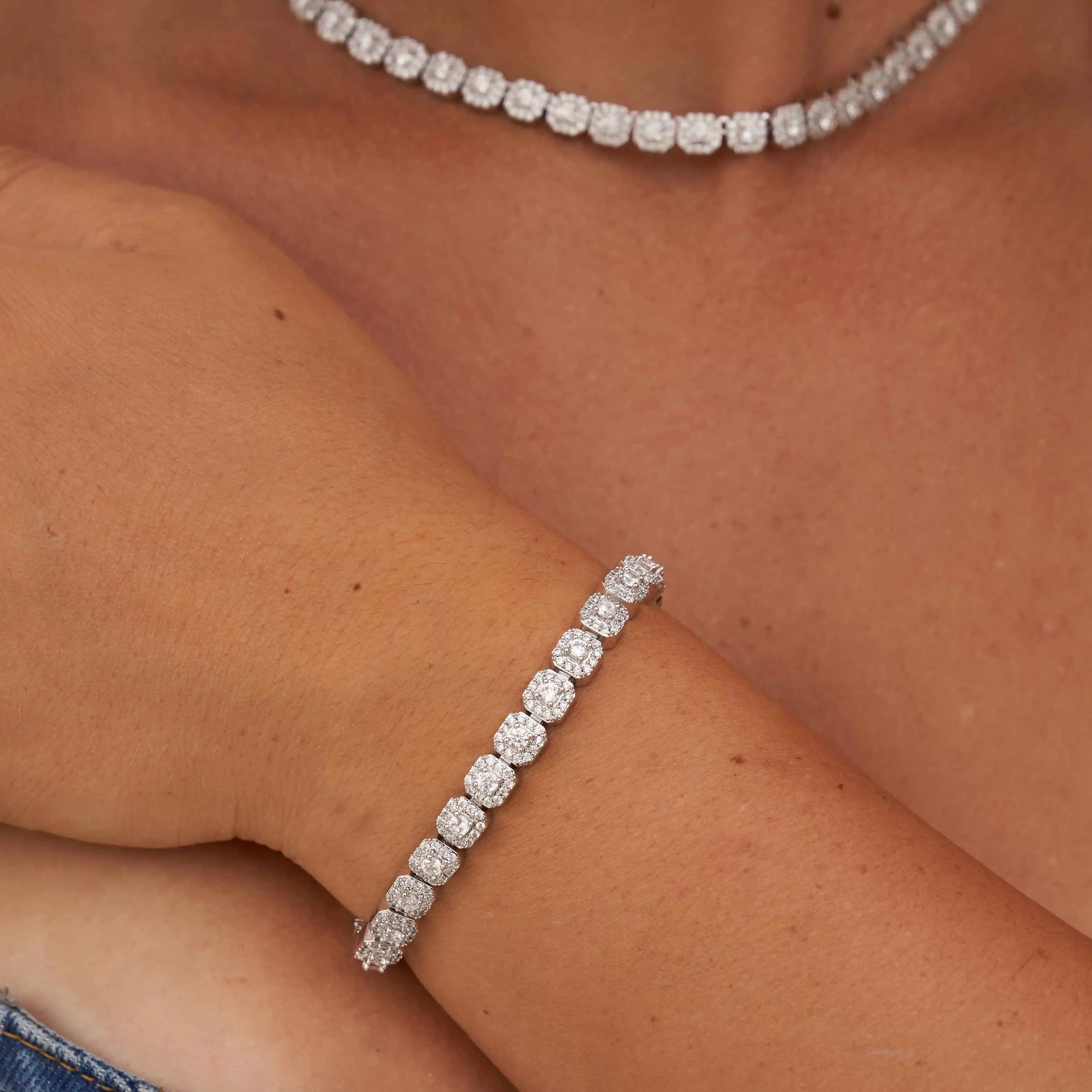 S925 Moissanite Clustered Tennis Bracelet