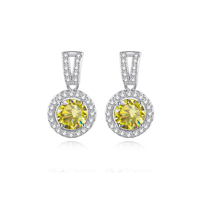 S925 Moissanite Round Cut Hola Dangly Earrings