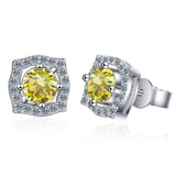 S925 Moissanite Round Cut Square Stud Earrings