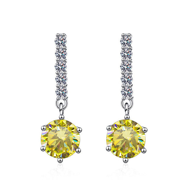 S925 Moissanite Round Cut Dangly Earrings