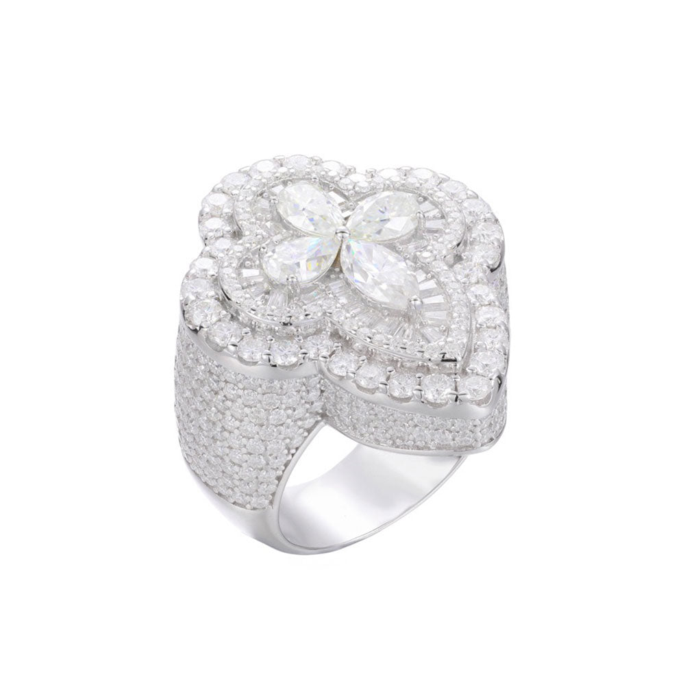 S925 Moissanite Marquise Cross Halo Ring