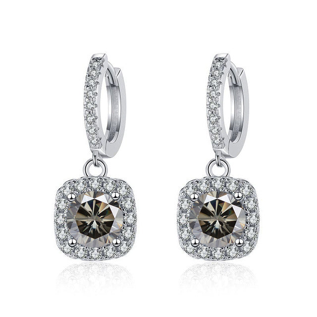 S925 Moissanite Round Cut Hoop Earrings