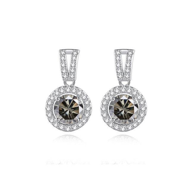 S925 Moissanite Round Cut Hola Dangly Earrings