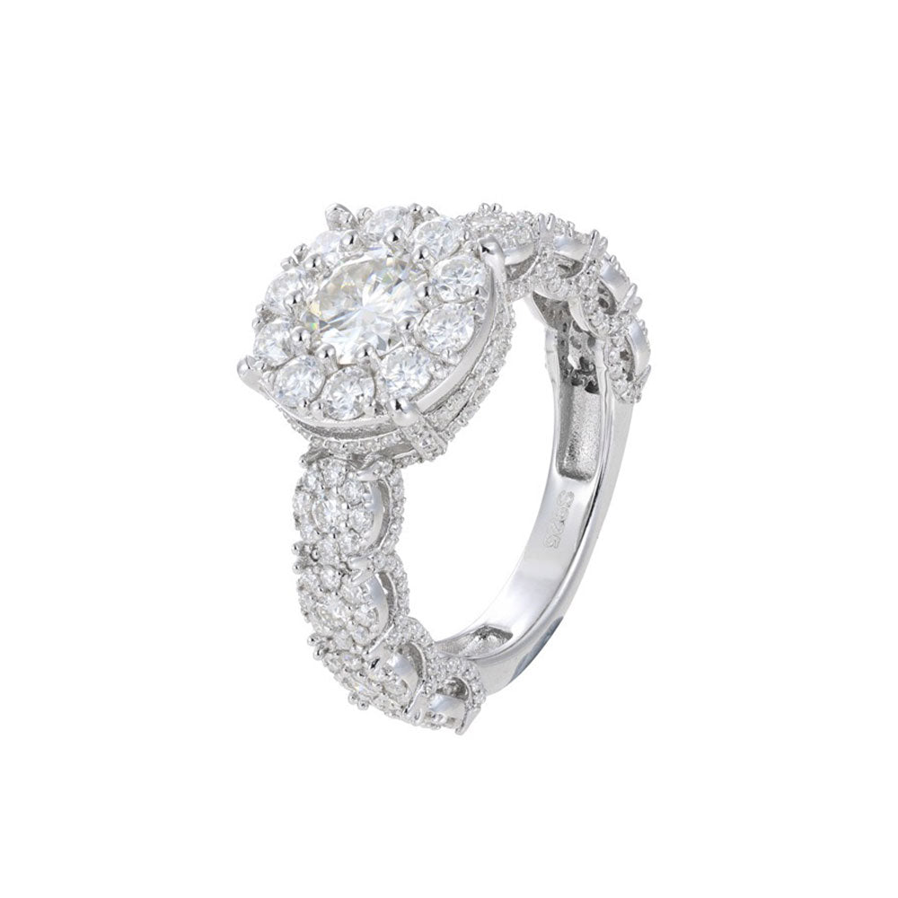 S925 Moissanite Solitaire Halo Ring