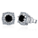 S925 Moissanite Round Cut Square Stud Earrings