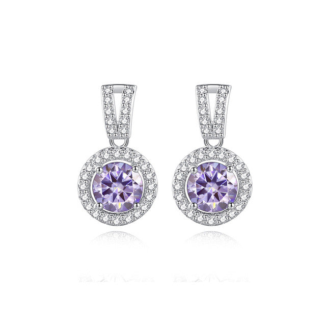 S925 Moissanite Round Cut Hola Dangly Earrings