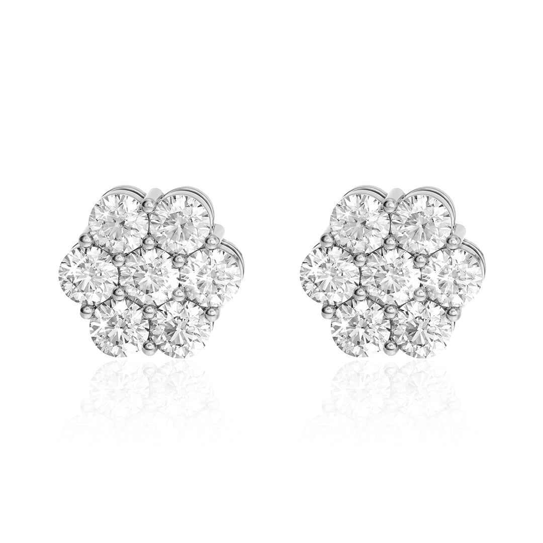 S925 Silver Moissanite Flower Cluster Stud Earrings