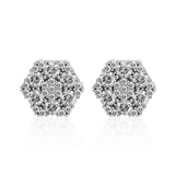 S925 Silver Moissanite Cluster Hexagon Earrings