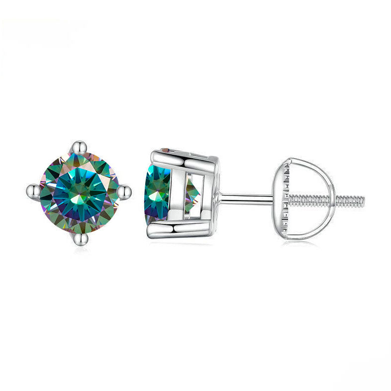 S925 Rare Color Moissanite Stud Earrings