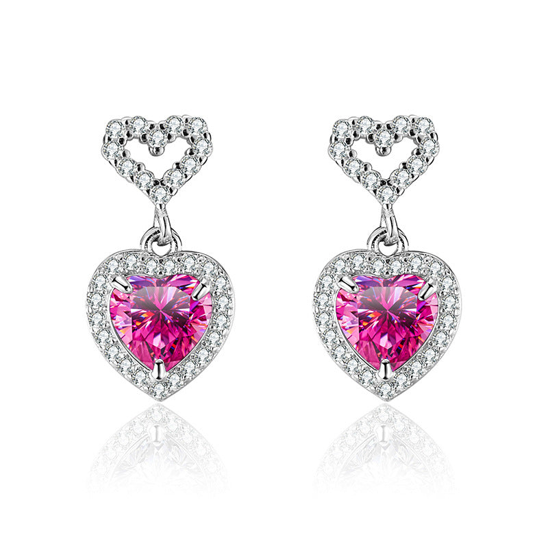 S925 Moissanite Heart Cut Dangly Earrings