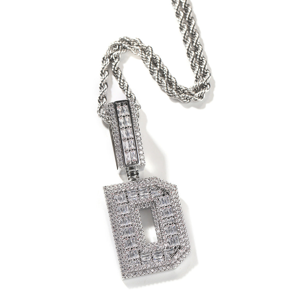 Custom Square Buguette Letter Pendant