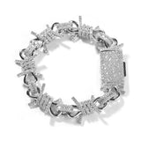 S925 Moissanite 19MM Iced Barbed Wire Bracelet