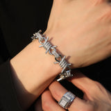 S925 Moissanite 19MM Iced Barbed Wire Bracelet