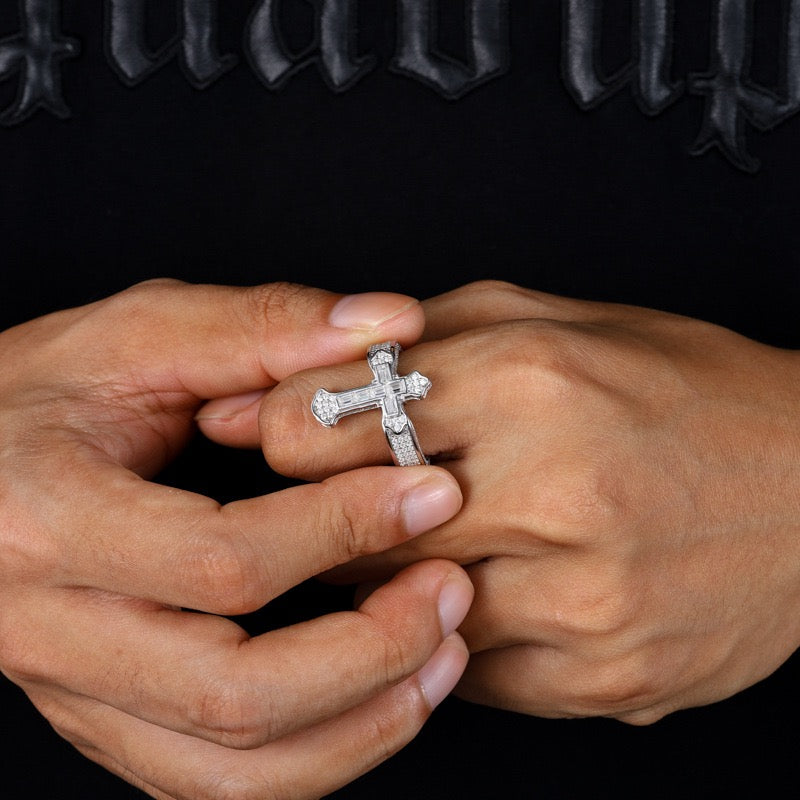 S925 Moissanite Orthodox Cross Ring