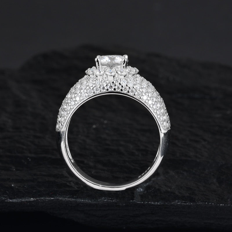 S925 Moissanite Solitaire Halo Band Ring