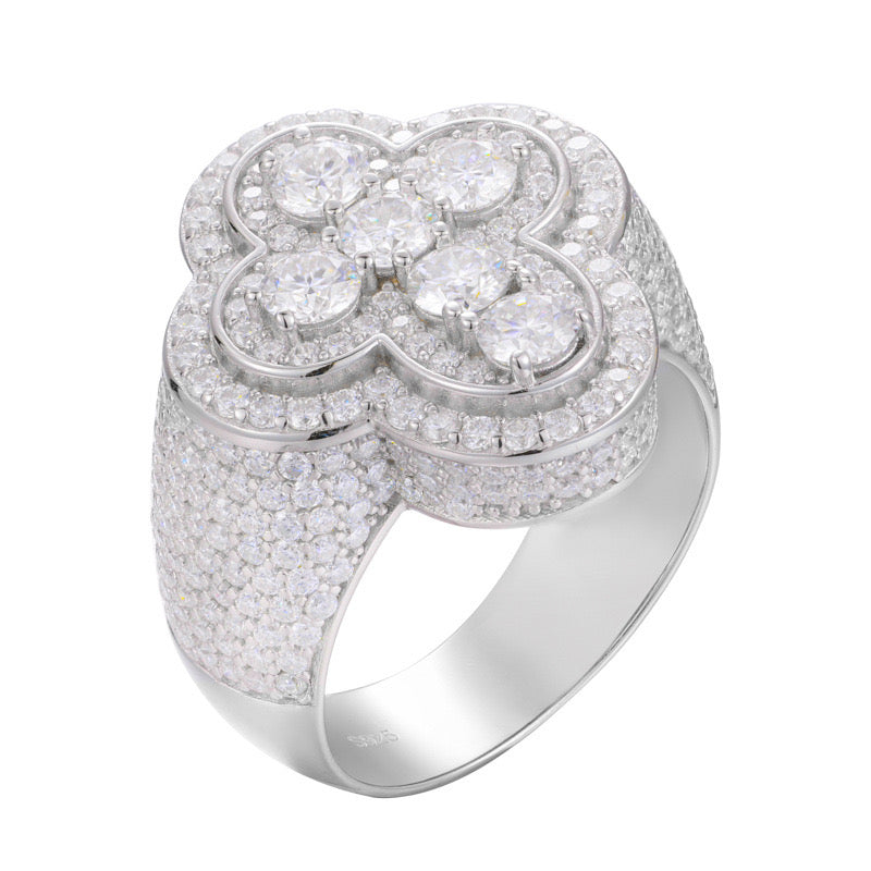 S925 Moissanite Big Stone Cross Halo Ring