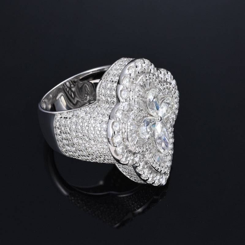 S925 Moissanite Marquise Cross Halo Ring