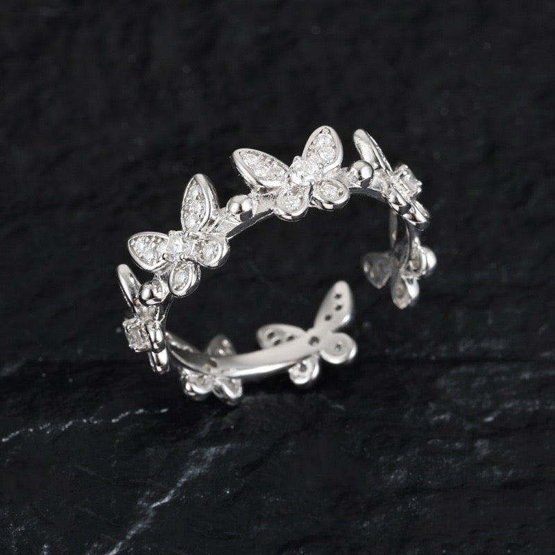 S925 Moissanite Butterfly Anadem Adjusting Ring