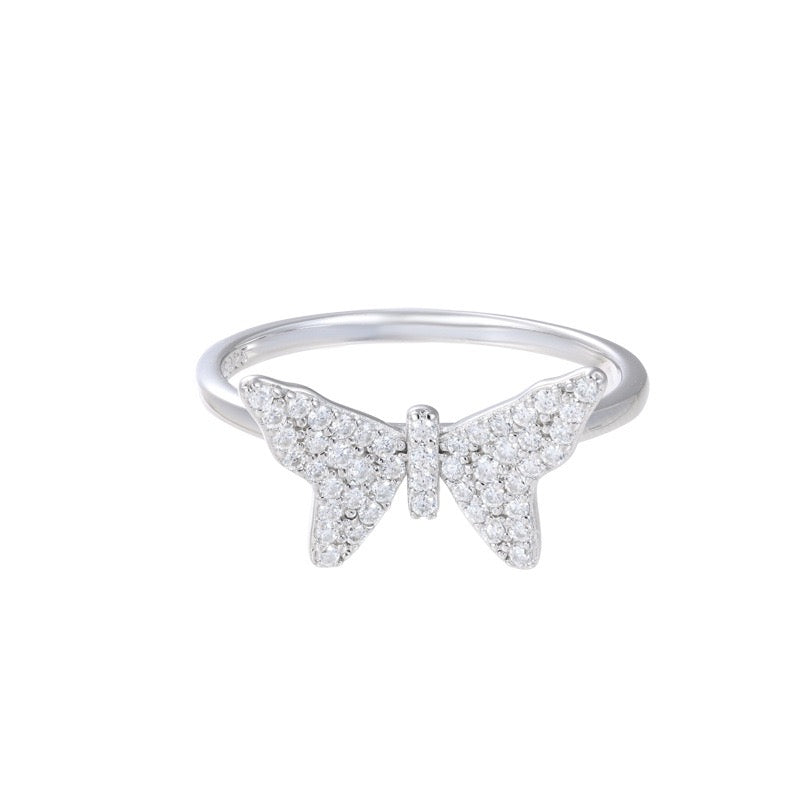 S925 Moissanite Butterfly Solitaire ring