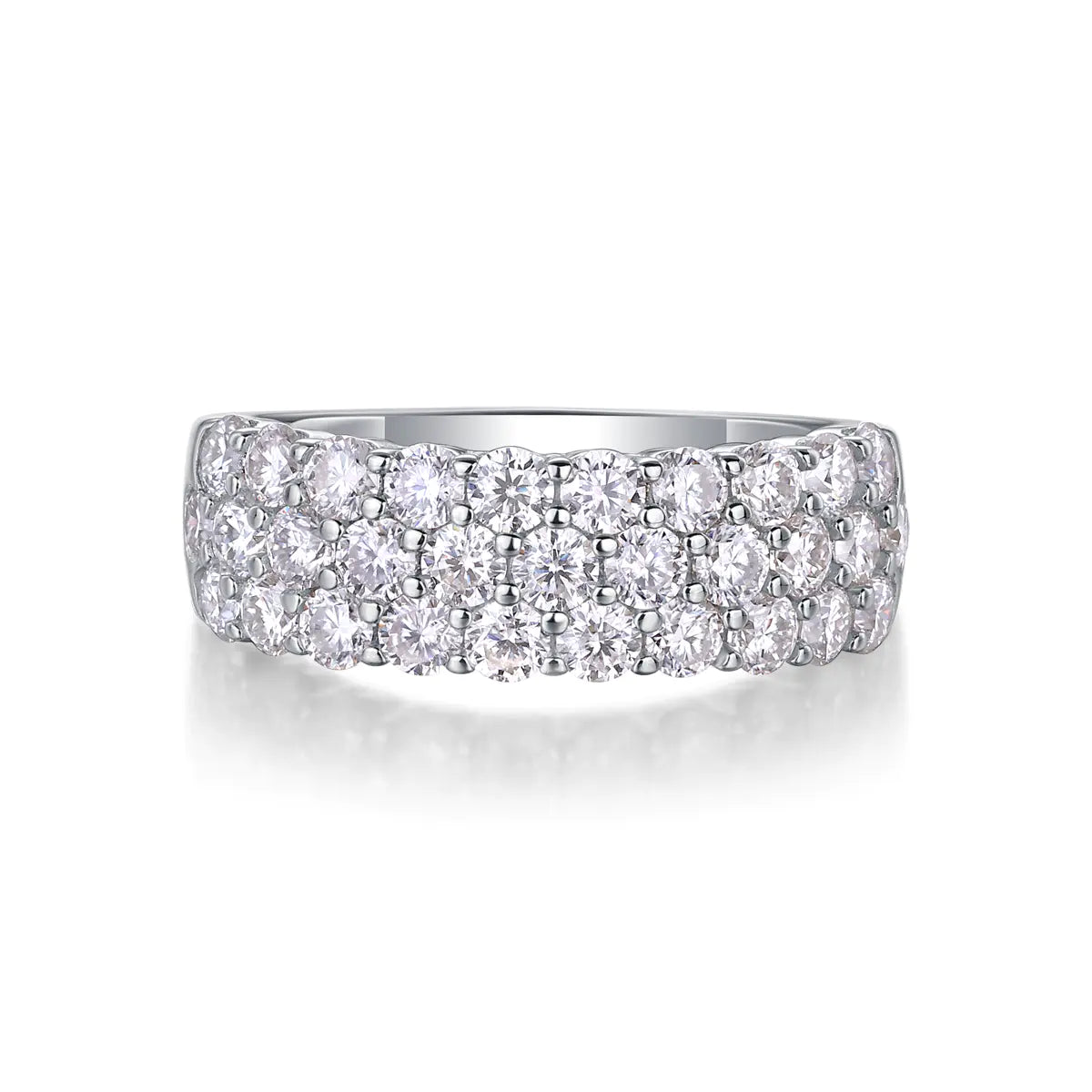 Moissanite Tri-Row Band Ring