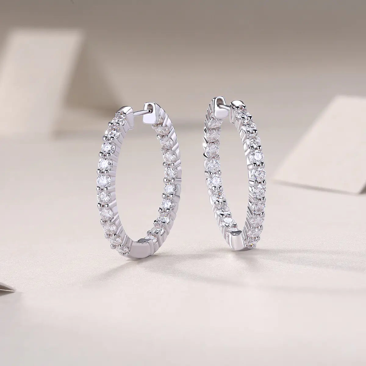 S925 Moissanite Hoop Earrings