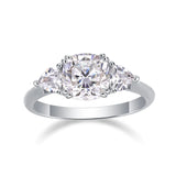 Moissanite Cushion Cut Three-Stone Engagement Ring