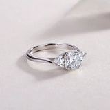 Moissanite Cushion Cut Three-Stone Engagement Ring