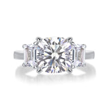 Moissanite Square Cushion Three-Stone Engagement Ring