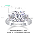 Moissanite Square Cushion Three-Stone Engagement Ring