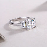 Moissanite Square Cushion Three-Stone Engagement Ring