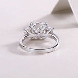 Moissanite Square Cushion Three-Stone Engagement Ring