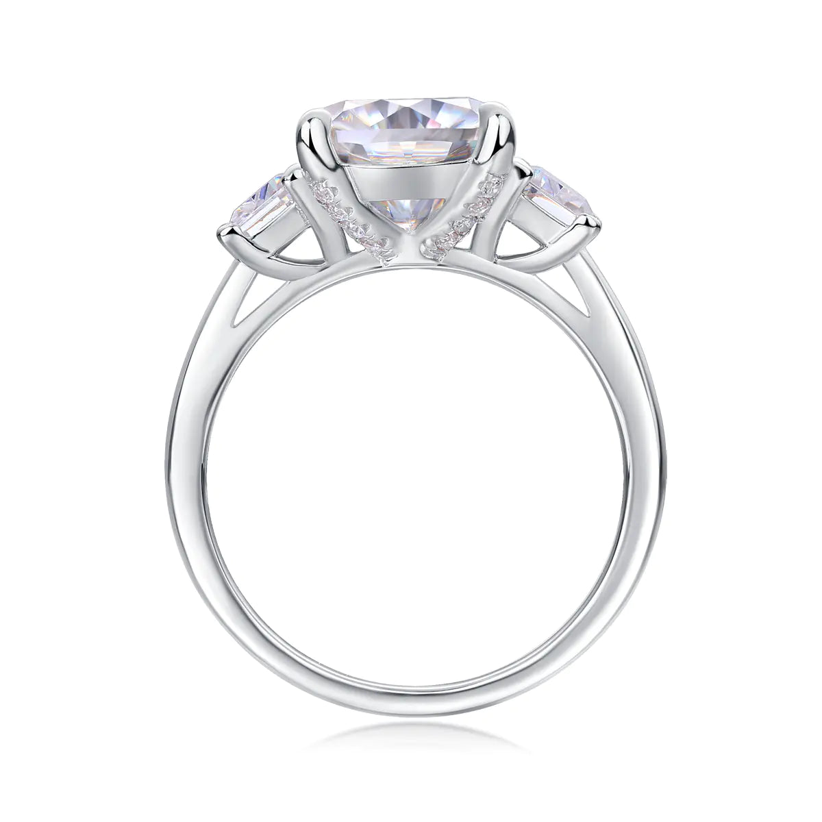 Moissanite Square Cushion Three-Stone Engagement Ring