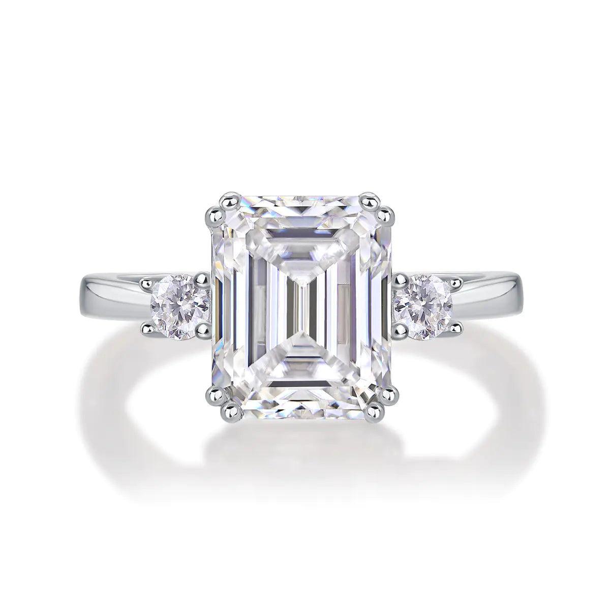 Moissanite Octagon Cut Three-Stone Engagement Ring