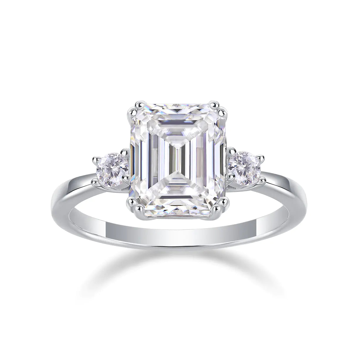 Moissanite Octagon Cut Three-Stone Engagement Ring