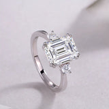 Moissanite Octagon Cut Three-Stone Engagement Ring