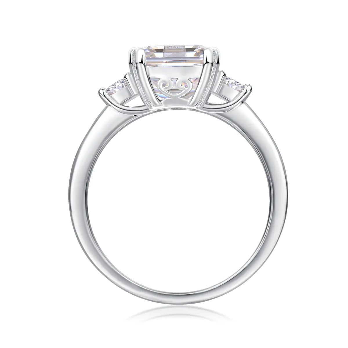 Moissanite Octagon Cut Three-Stone Engagement Ring