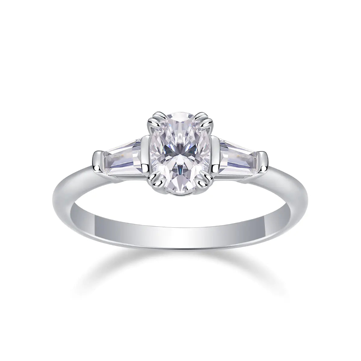 Moissanite Oval Cut Three-Stone Engagement Ring