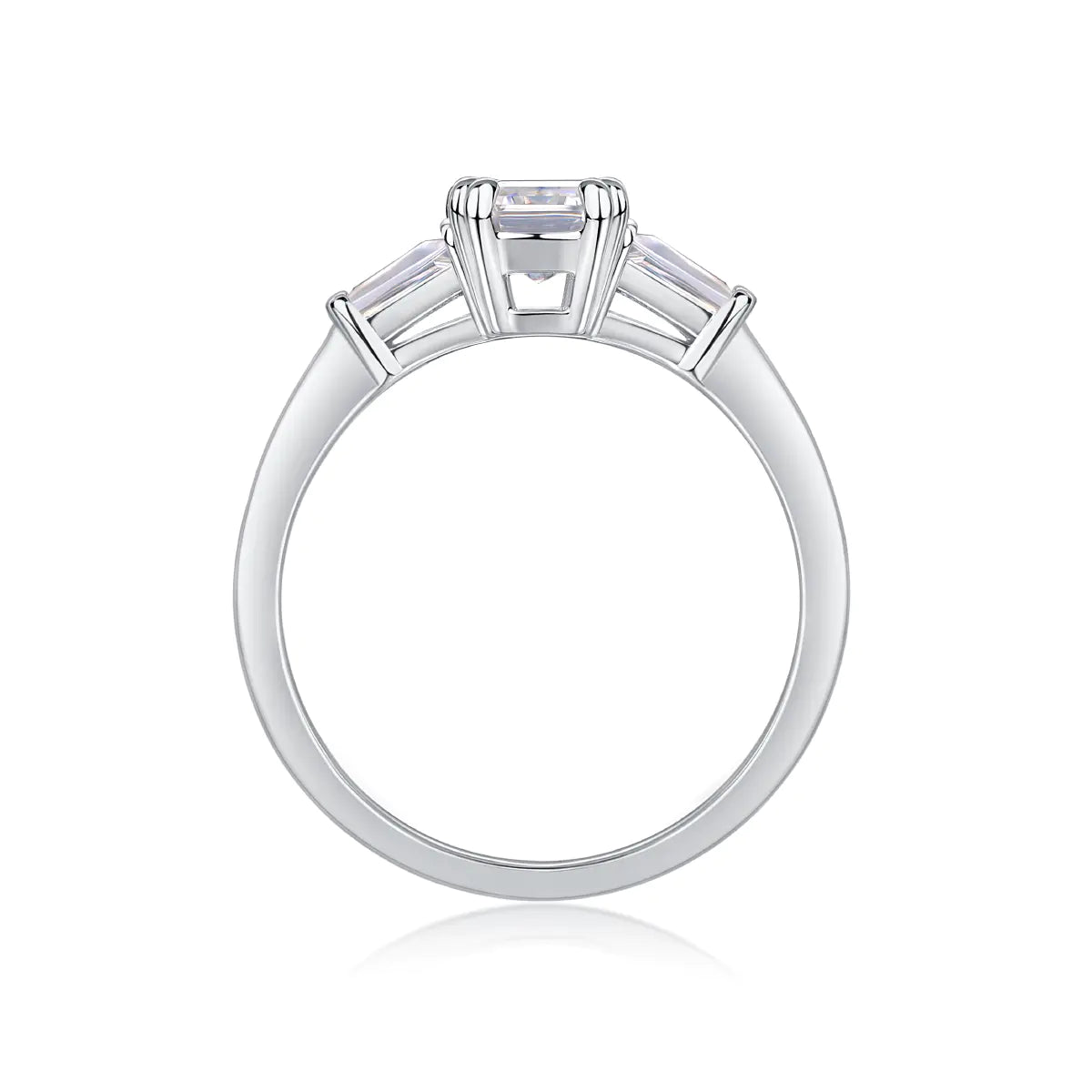 Moissanite Emerald Cut Three-Stone Engagement Ring