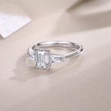 Moissanite Emerald Cut Three-Stone Engagement Ring