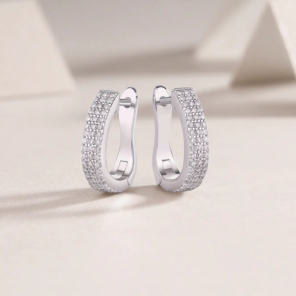 S925 Moissanite Tri Row Hoop Earrings