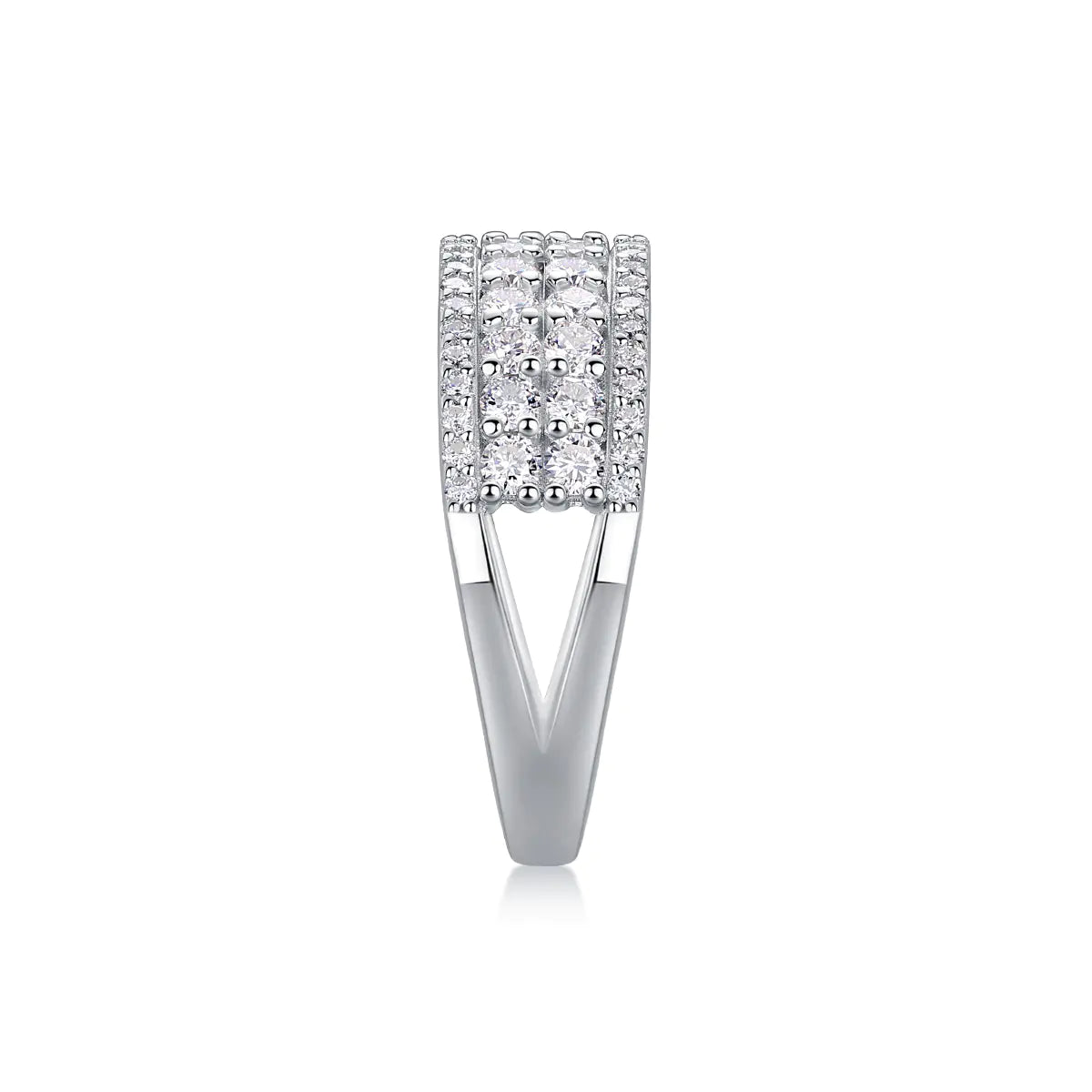 S925 Moissanite Round Cut Four Row Band Ring