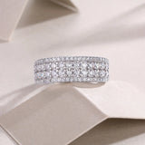 S925 Moissanite Round Cut Four Row Band Ring