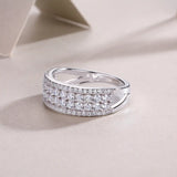 S925 Moissanite Round Cut Four Row Band Ring