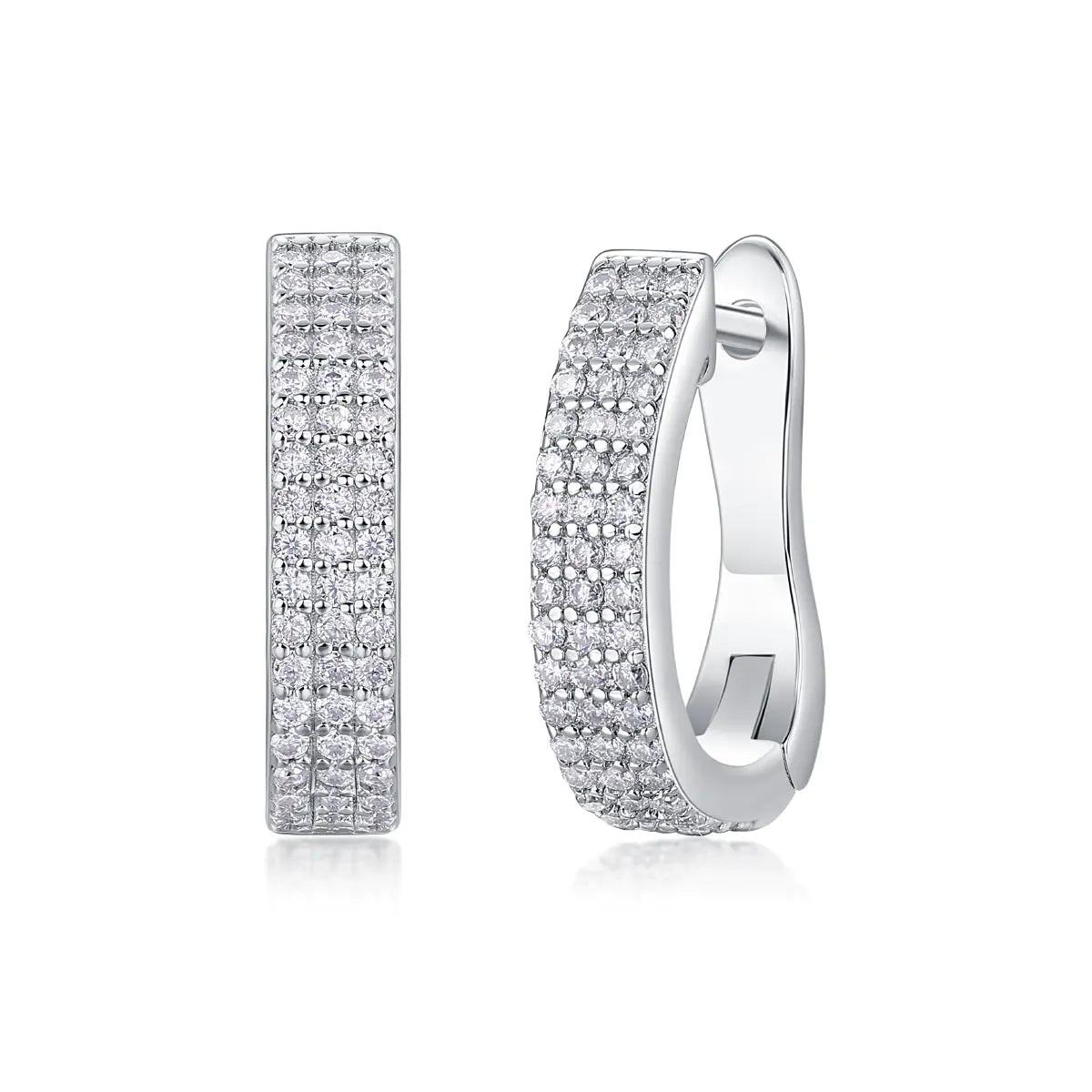 S925 Moissanite Tri Row Hoop Earrings