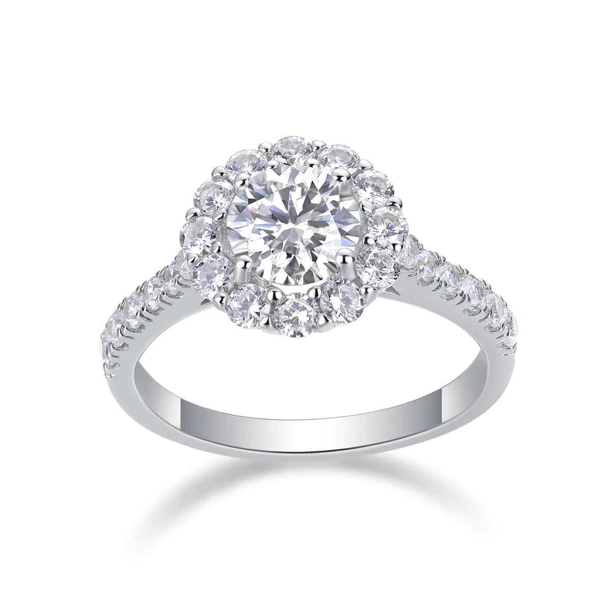 Moissanite Solitaire Halo Engagement Ring