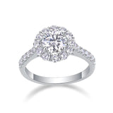 Moissanite Solitaire Halo Engagement Ring