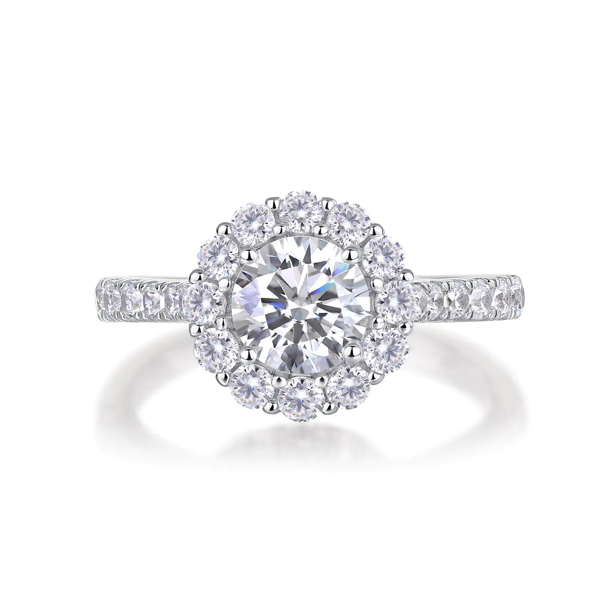 Moissanite Solitaire Halo Engagement Ring