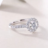 Moissanite Solitaire Halo Engagement Ring