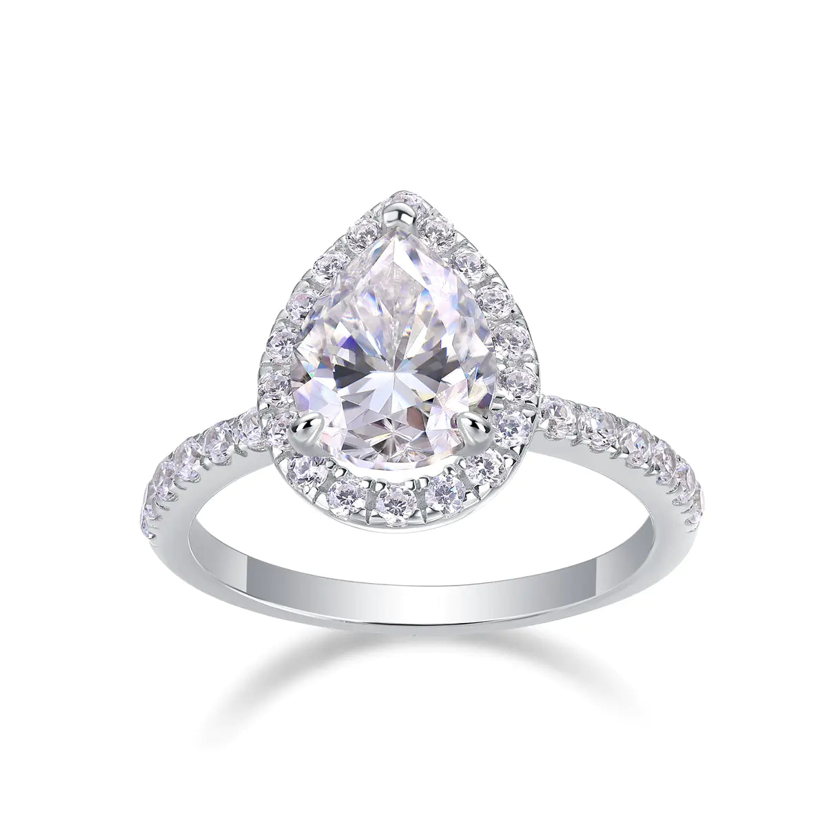 Moissanite Pear Cut Halo Engagement Ring