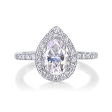 Moissanite Pear Cut Halo Engagement Ring